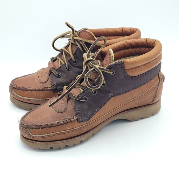 TIMBERLAND Two Toned Brown Leather Low Top Hiking Boots women's size 6 - Picture 4 of 9